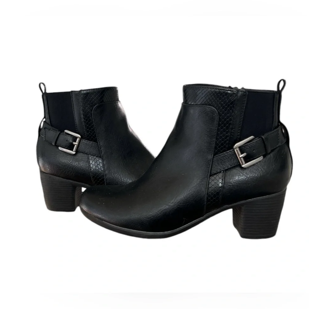 Classic Black Ankle Boots with Buckle Detail